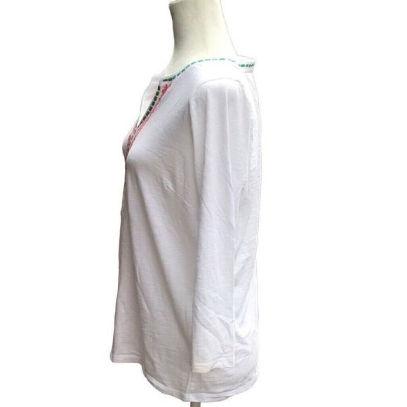 BODEN WHITE V-NECK TOP T-SHIRT TUNIC BLOUSE  EMBROIDERY BOHO US WOMEN’S SIZE 10 - Picture 3 of 6